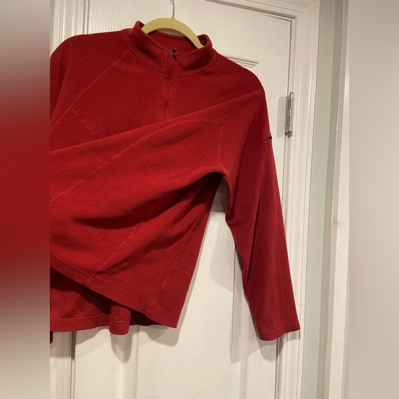 L.L. Bean Size XL Dark Red Mock Neck Quarter Zip Pullover Fleece Top Zip Pocket - Picture 5 of 9